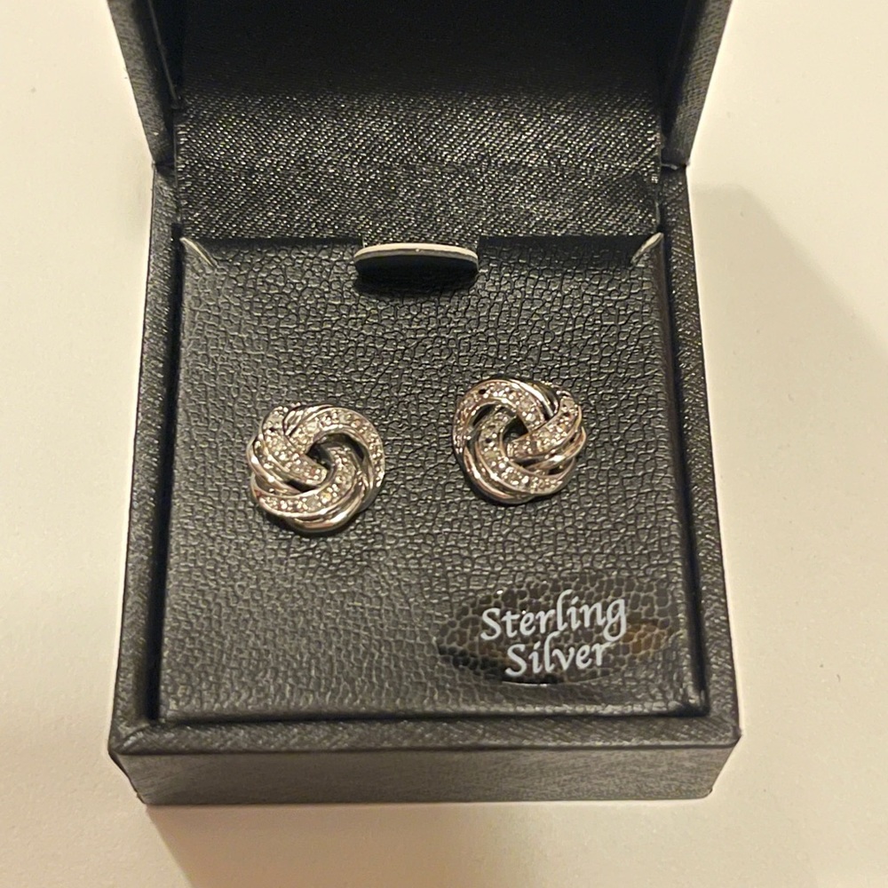 Macy’s diamond love knot earrings